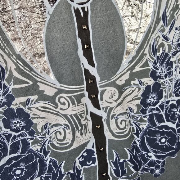 Trumanaty Polo Johnny Collar Shirt XXL Axe Floral Affliction Style Vintage Y2K - Picture 9 of 11